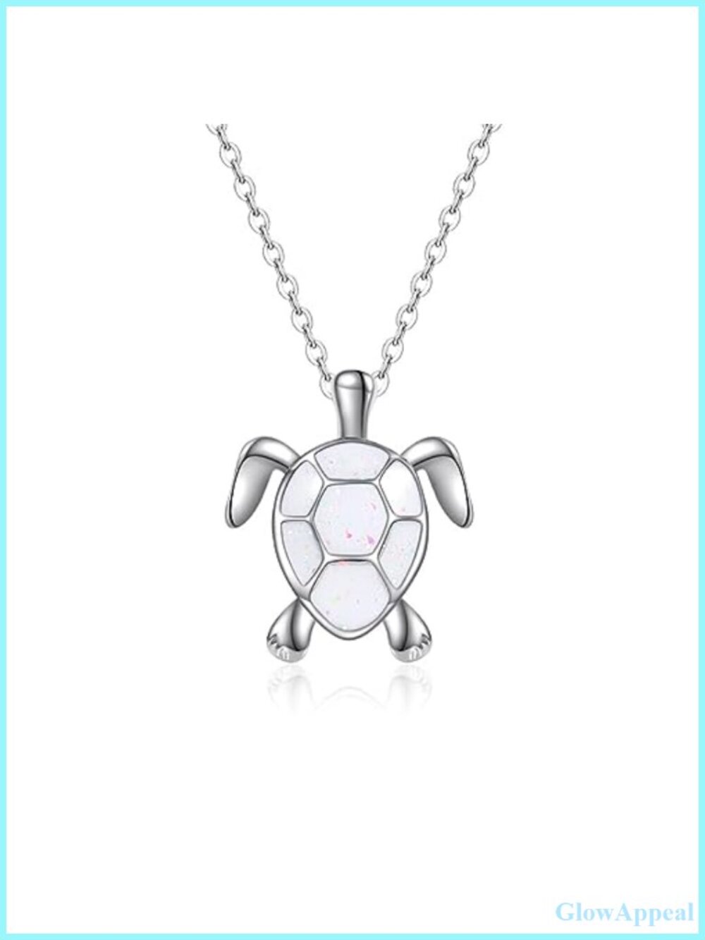 Sea Turtle Pendant Necklace Created Opal 17in Cable Chain